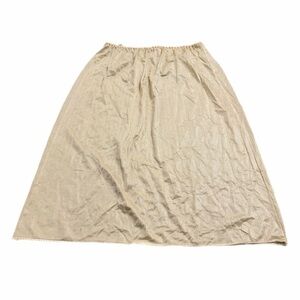 70s/80s European Vintage Ribbed Silky Slip Skirt w Lace Trim (Champagne) 1X/2X